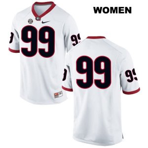Women's Georgia Bulldogs NCAA #99 Jordan Davis Nike Stitched White Authentic No Name College Football Jersey VGE4854BA
